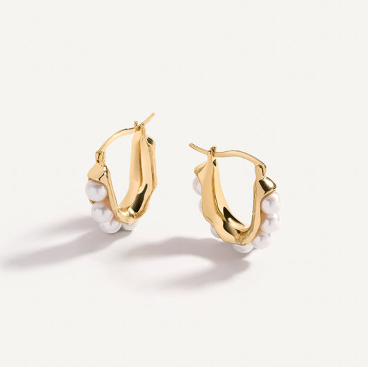 Elegant Pearl Hoops