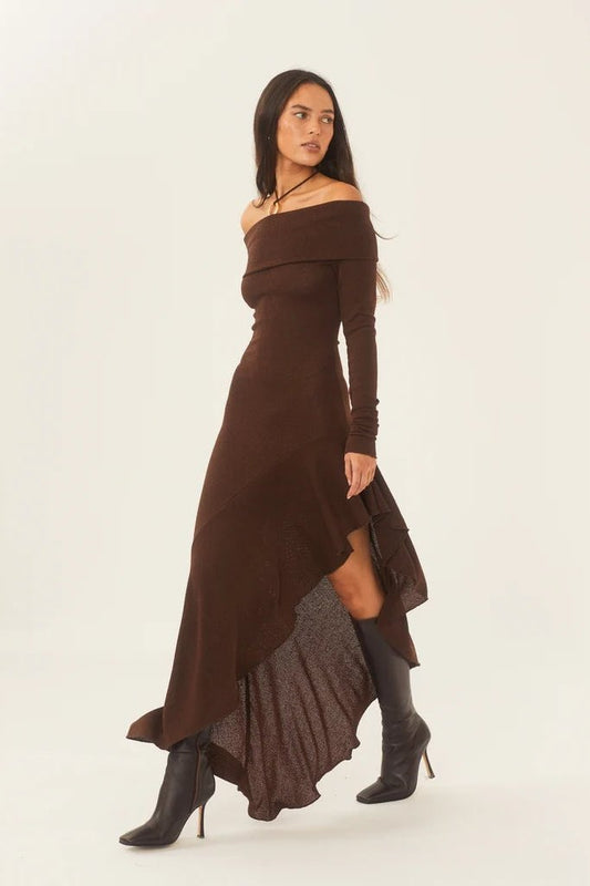 Elegant Off-Shoulder Knit Dress